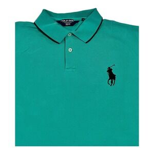 Polo Golf Ralph Lauren‎ Men's XL Pro Fit Green Blue Striped Performance Polo